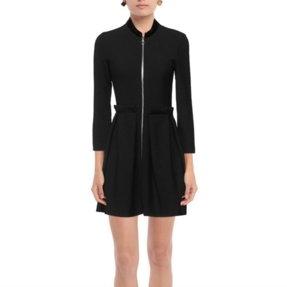 Maje black silk blend mini zip up dress - Picture 1 of 3